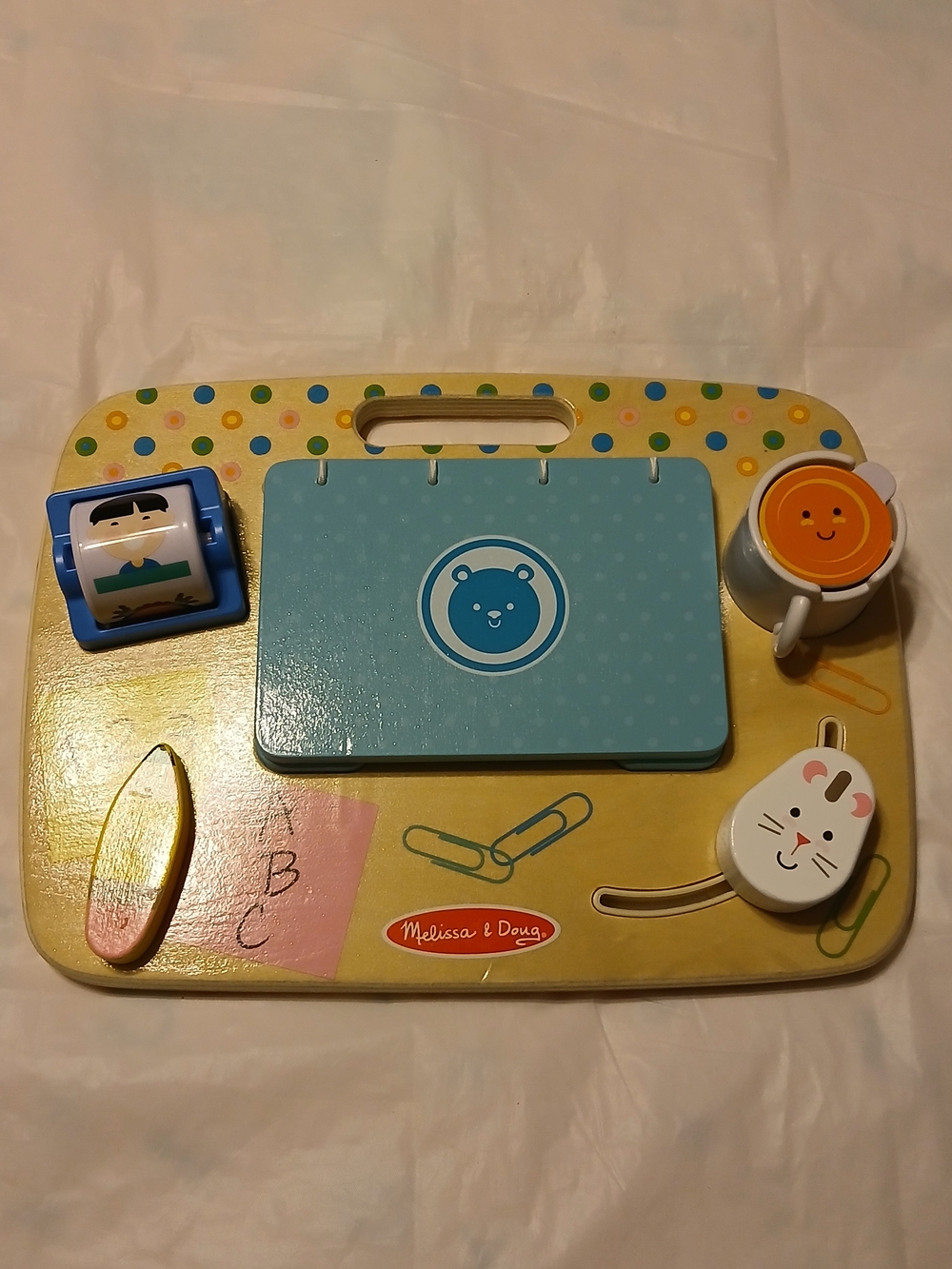 Melissa & Doug Kids Activity Board - ABC's & 123's, Yellow and Blue